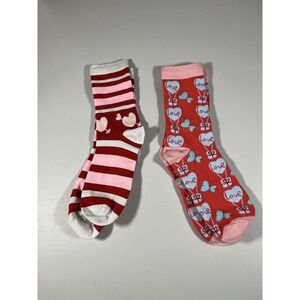 New Love Heart Pink Red Socks Womens Size Themed Socks Cute